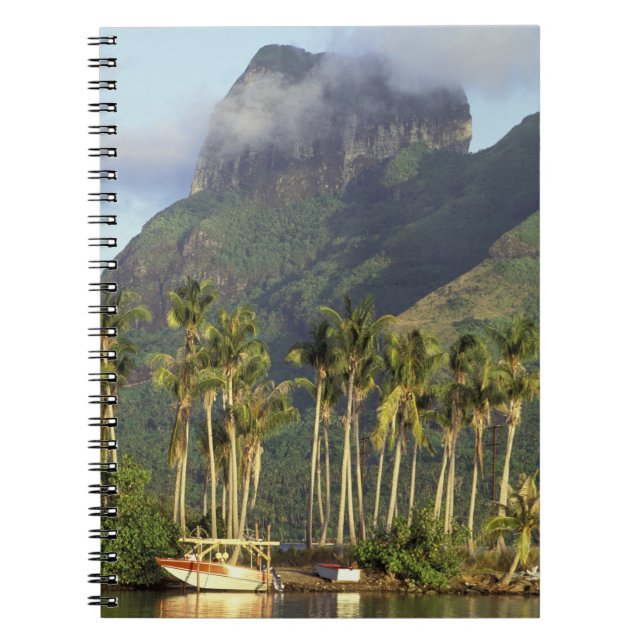 Caderno Espiral Bora Bora, Polinésia Francesa cena à beira-mar e (Frente)
