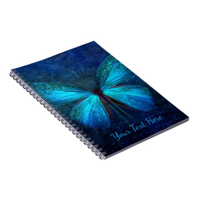 Caderno Espiral Borboleta Azul Mística Personalizada (Lado Direito)