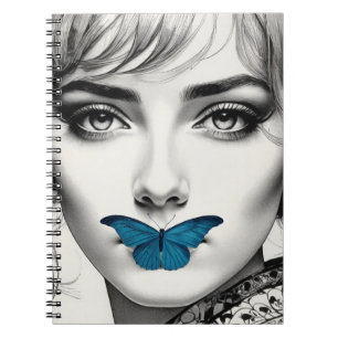 Caderno Espiral Borboleta Azul Notebook de palavras não ditas