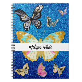 Caderno Espiral Borboleta Azul Personalizada