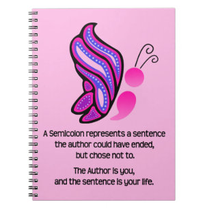 Caderno Espiral Borboleta da consciência do suicídio/depressão