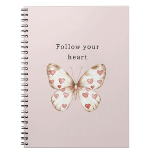 Caderno Espiral Borboleta de Corações Rosa
