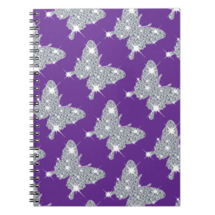Caderno Espiral Borboleta de diamante cintilante, falso e funerár