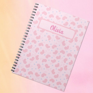 Caderno Espiral Borboleta de Flutuação Rosa Personalizada