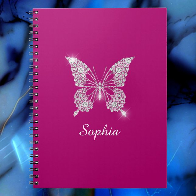 Caderno Espiral Borboleta Diamante Branca, Nome do Script, Deep Fu (Criador carregado)