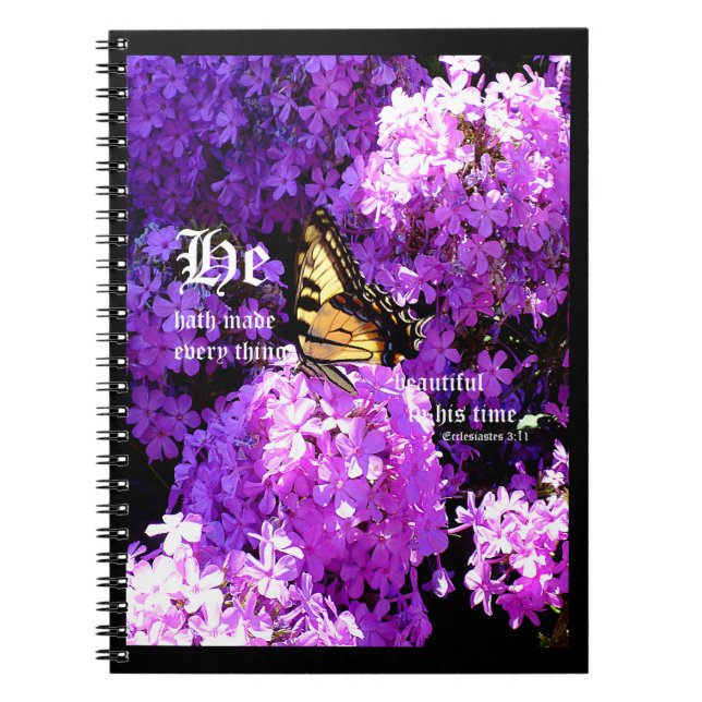 Caderno Espiral Borboleta e Phlox, Eclesias 3:11 (Frente)
