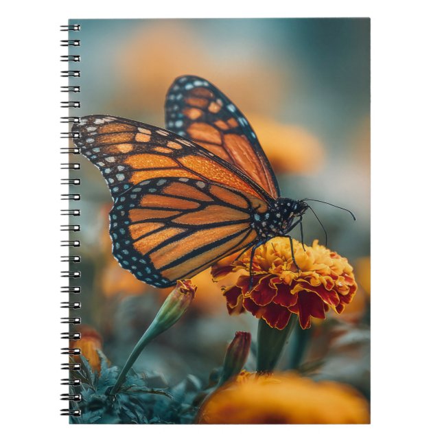 Caderno Espiral Borboleta em um Calêndula (Frente)