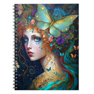 Caderno Espiral Borboleta Fada Elf Lady Fantasy Art