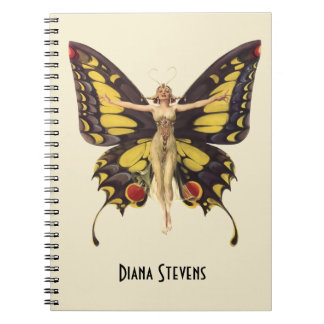 Caderno Espiral Borboleta Flapper Vintage Personalizada
