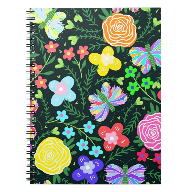 Caderno Espiral Borboleta Flor Arco-Íris (Frente)