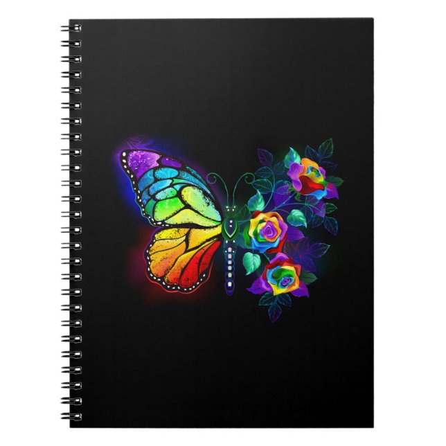 Caderno Espiral Borboleta-flor-arco-íris (Frente)