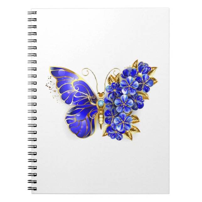 Caderno Espiral Borboleta Flor Sapphire (Frente)