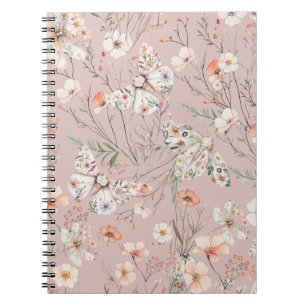 Caderno Espiral Borboleta Floral Boho Wildflower