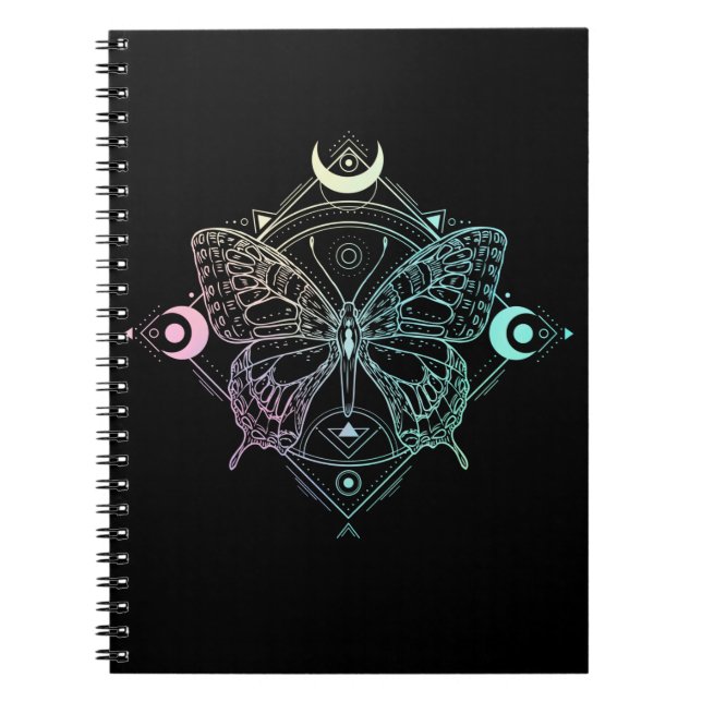 Caderno Espiral Borboleta Gótica de Moa Gótico Pastel Wicca Cresce (Frente)
