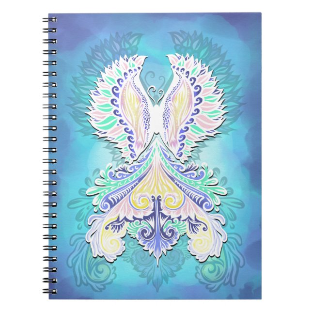 Caderno Espiral Borboleta Mística Pastel | Eethal Boho Fantasy (Frente)