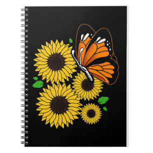 Caderno Espiral Borboleta No Jardim De Girassol