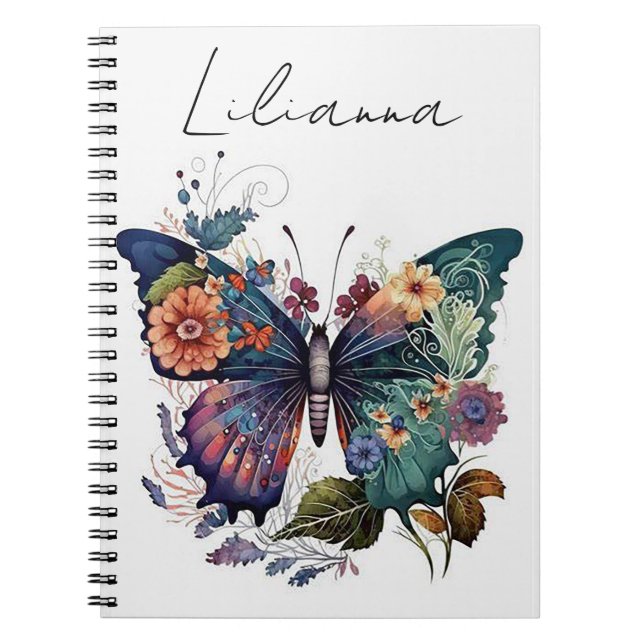 Caderno Espiral Borboleta Personalizada (Frente)