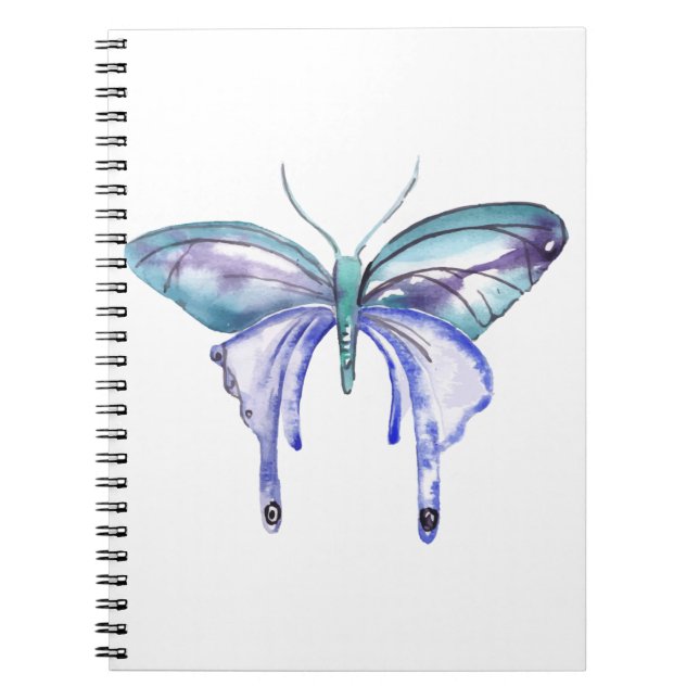 Caderno Espiral borboleta púrpura azul aqua aqua (Frente)
