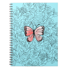 Caderno Espiral Borboleta Rosa E Arte Rosa -