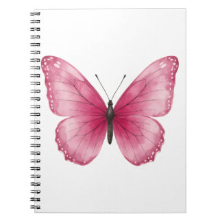 Caderno Espiral Borboleta Rosa Estética