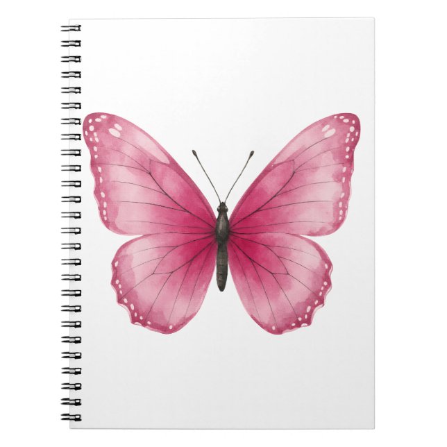 Caderno Espiral Borboleta Rosa Estética (Frente)