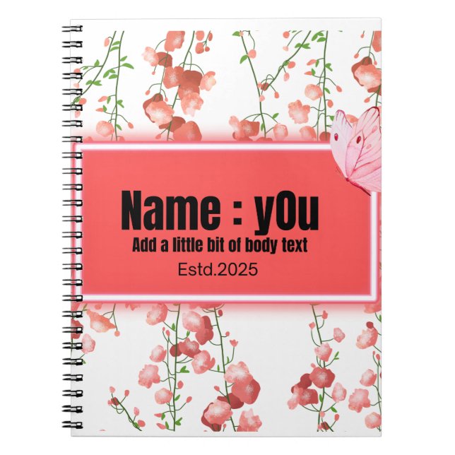 Caderno Espiral Borboleta rosa Gardenia (Frente)