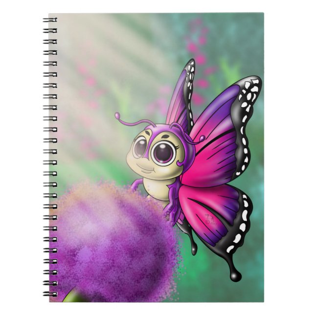 Caderno Espiral Borboleta Roxa (Frente)