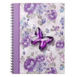 Caderno Espiral Borboleta roxa