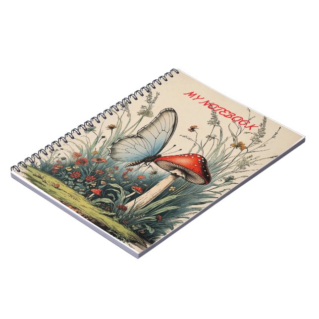 Caderno Espiral Borboleta Sob a Flor (Left Side)
