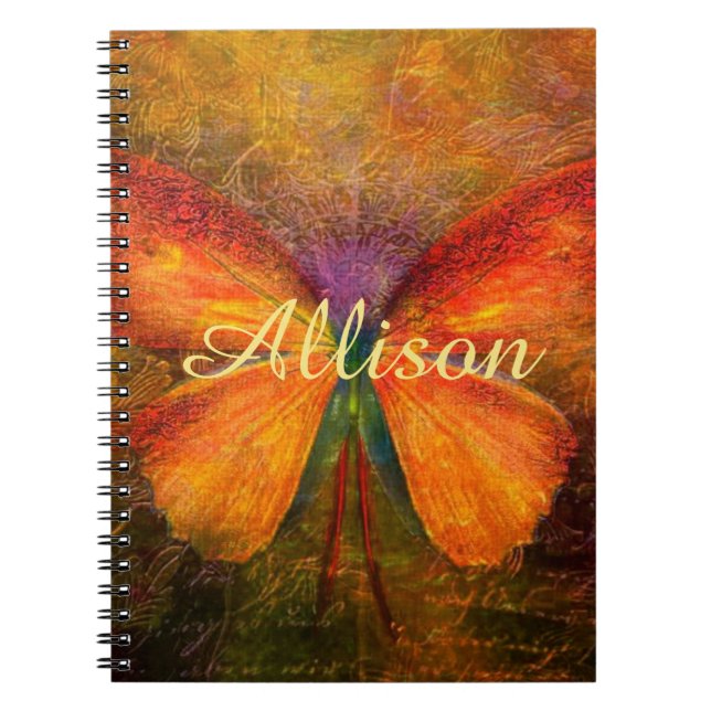 Caderno Espiral Borboleta sofisticada personalizada (Frente)