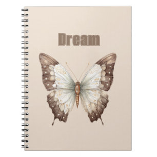 Caderno Espiral Borboleta Sonho Marrom Branco