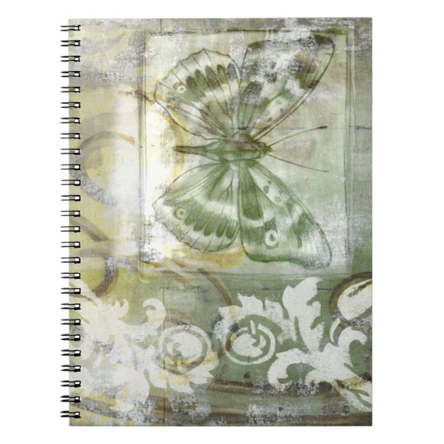 Caderno Espiral Borboleta Verde Interessa com Porta de Ironagem (Frente)