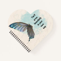 Caderno Espiral Borboleta Vintage Azul Bege