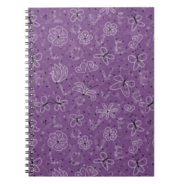 Caderno Espiral Borboleta Violeta Mauve AMOR - padrão contínuo.
