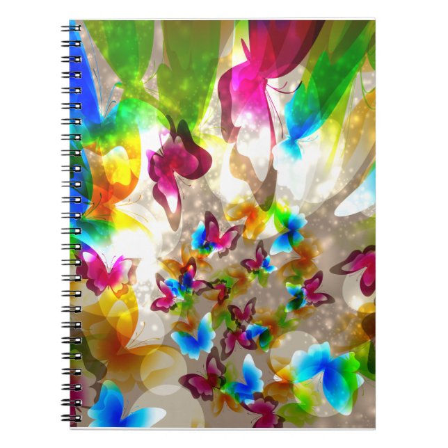 Caderno Espiral Borboletas abstrato (Frente)