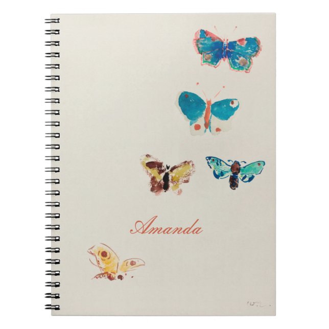 Caderno Espiral Borboletas azuis de safena. Odilon Redon (Frente)