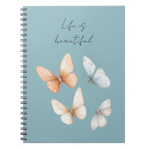Caderno Espiral Borboletas Azuis Peach Chic