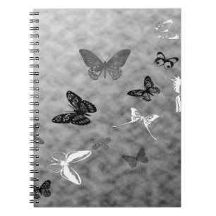 Caderno Espiral Borboletas brancas e pretas