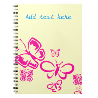 Caderno Espiral Borboletas cor-de-rosa
