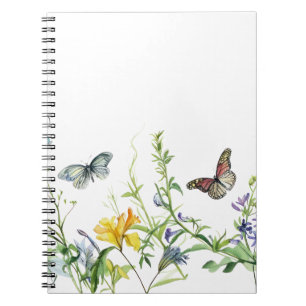 Caderno Espiral Borboletas e flores