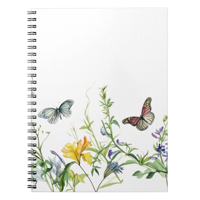 Caderno Espiral Borboletas e flores (Frente)