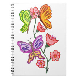 Caderno Espiral Borboletas e flores