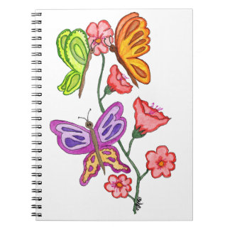 Caderno Espiral Borboletas e flores