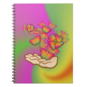 Caderno Espiral Borboletas e flores