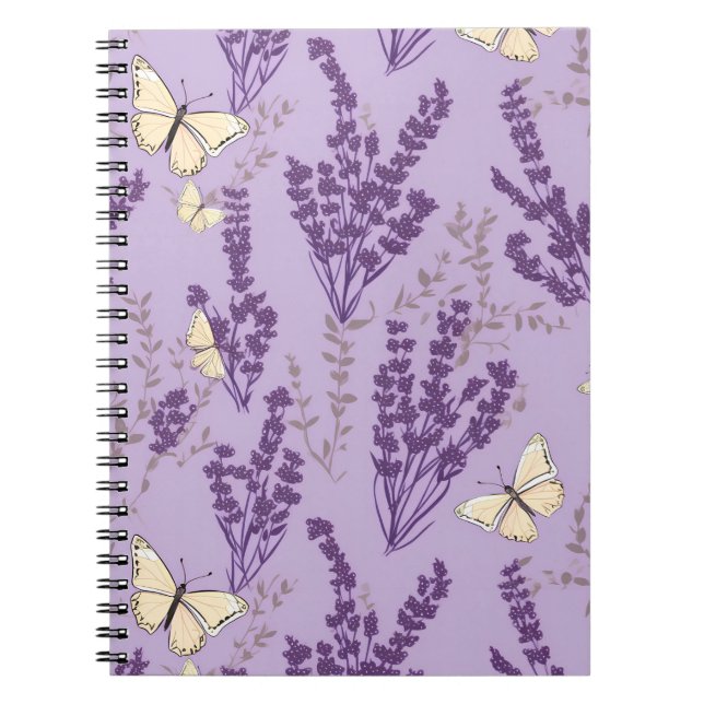 Caderno Espiral Borboletas e flores de Lavanda (Frente)