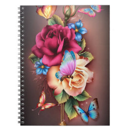 Caderno Espiral Borboletas e Rosas