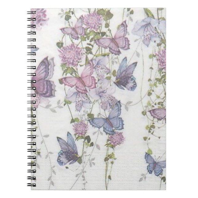 Caderno Espiral Borboletas em notebook rosa e azul (Frente)