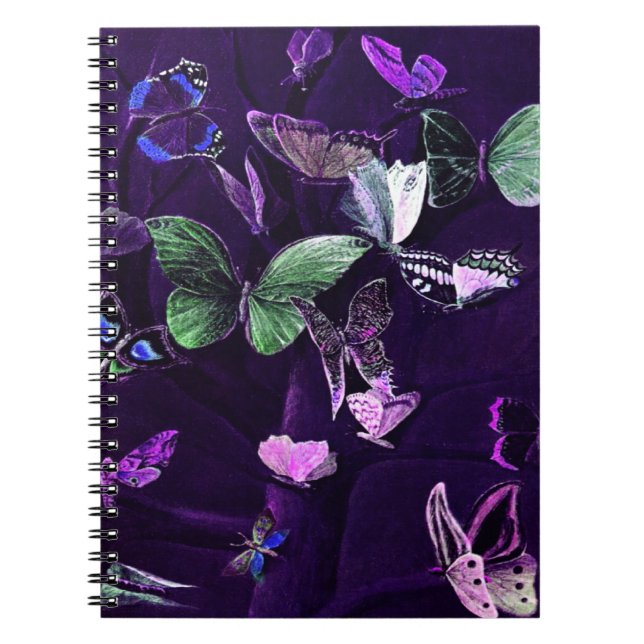 Caderno Espiral Borboletas Em Roxo (Frente)