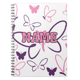 Caderno Espiral Borboletas em roxo e rosa