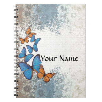 Caderno Espiral Borboletas florais azuis